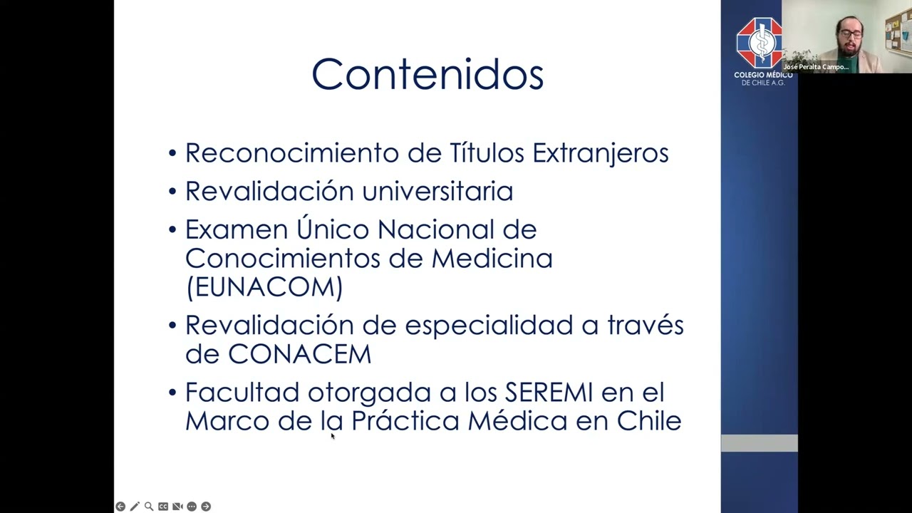 Clase: EUNACOM y Procedimientos de Reconocimiento y Revalidación de Títulos Extranjeros