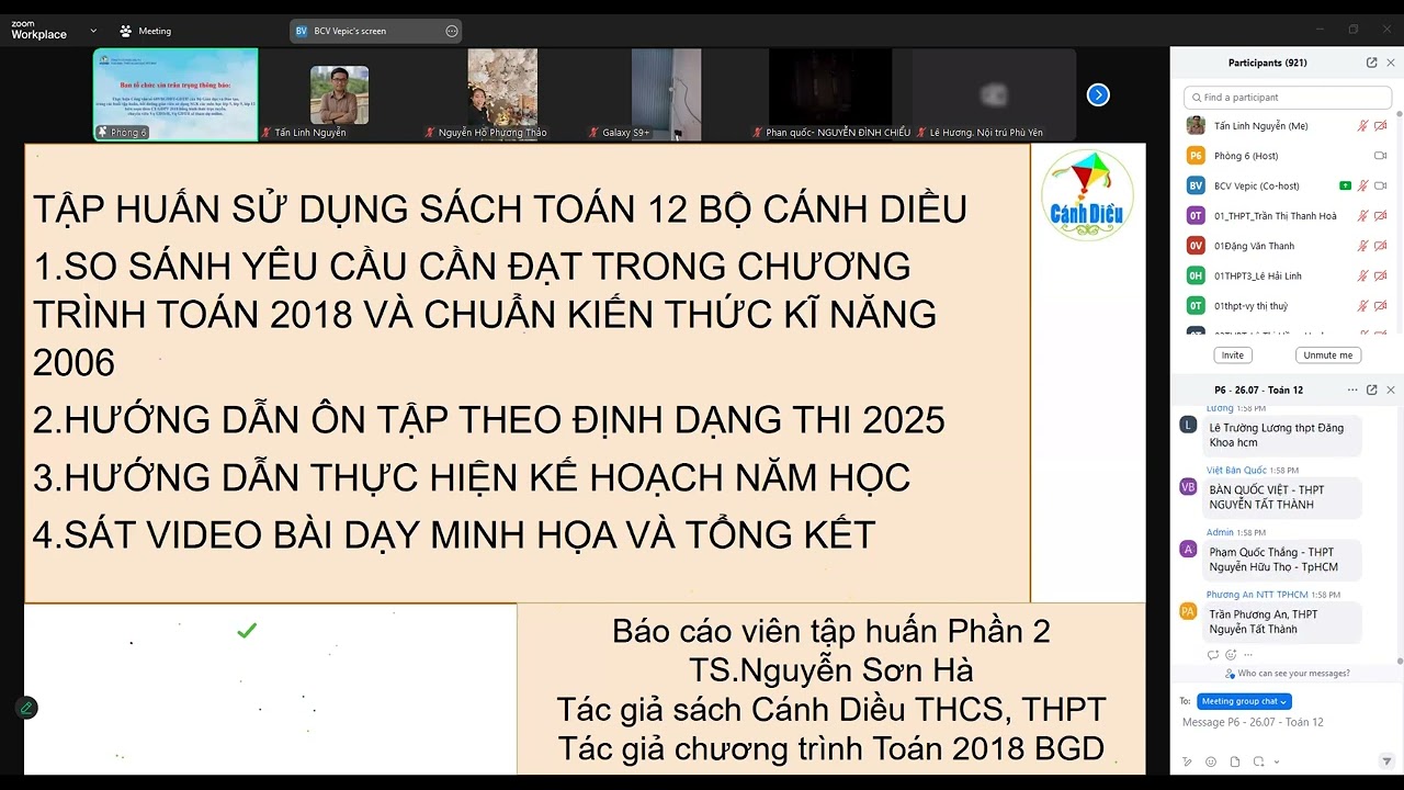Tập huấn CD Toán 12 - Buổi Chiều (cấu trúc đề thi) -  Thầy Nguyễn Sơn Hà