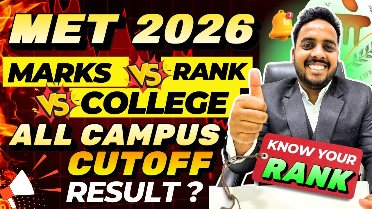 MET 2026 Marks vs Rank vs Branch vs College 🥳 | Manipal Cutoff 2026 | MET 2026 Result | Manipal 2026