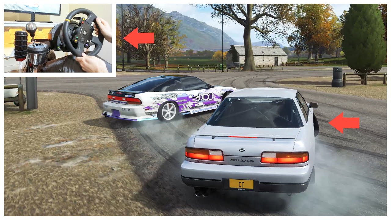 Silvia S13 Tandem Drift Skills! (w/Steering Wheel + Pedals) + Team UCXT - Forza Horizon 4