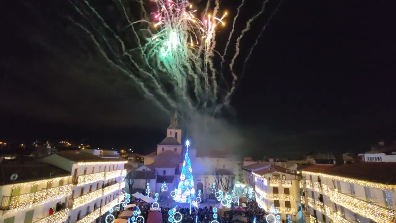 Encendido navideño 2022 Arganda del Rey, audiovisual sohw+espectáculo pirotécnico