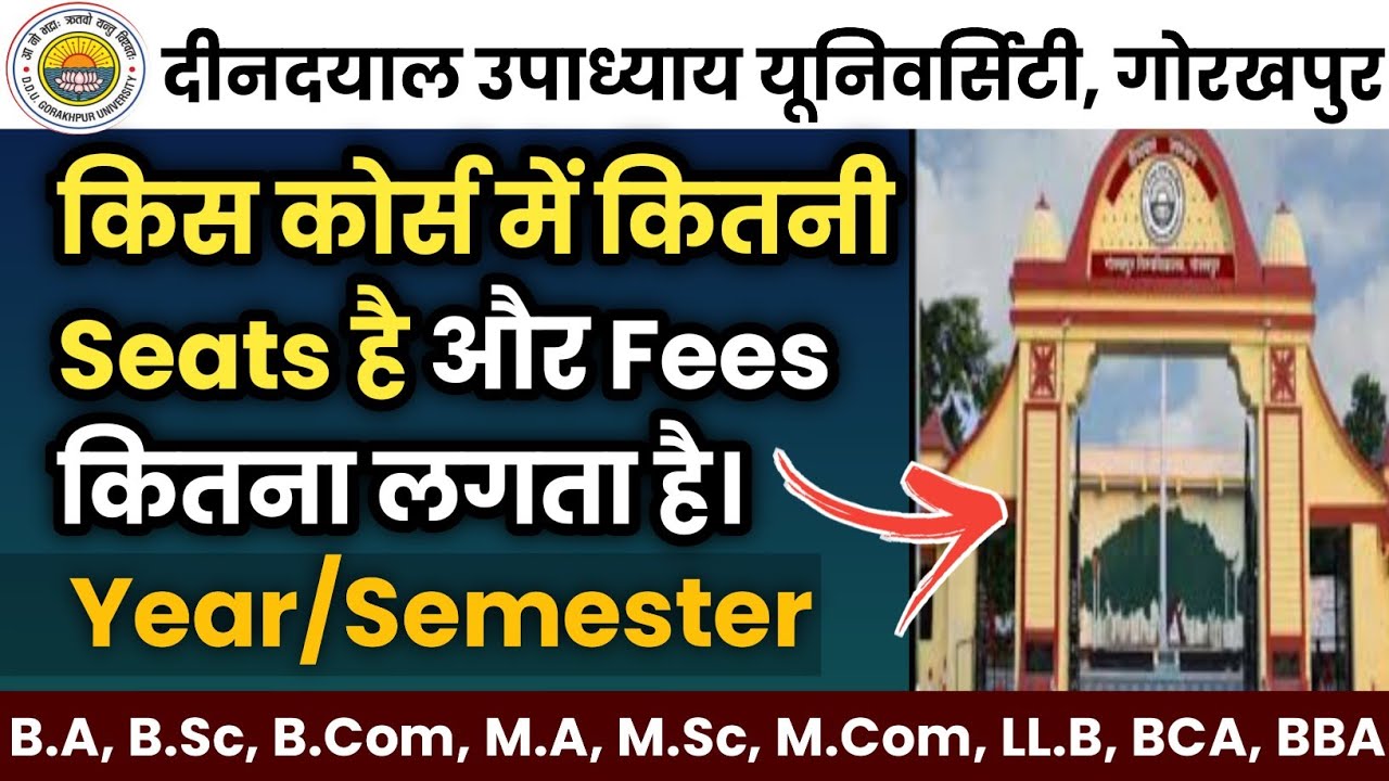 Deen Dayal Upadhyaya Gorakhpur University || DDU Course Seats & Fees || DDU - BA, B.Sc, B.Com, BALLB