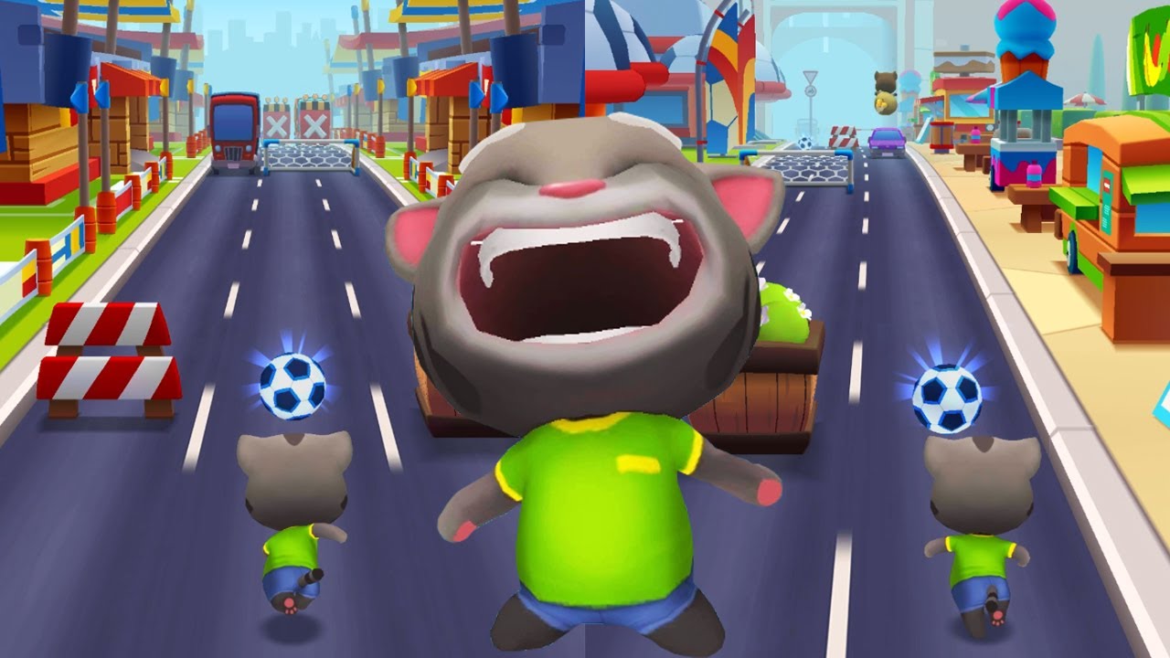 Talking Tom Play Football And 8 Running Worlds - Talking Tom Gold Run