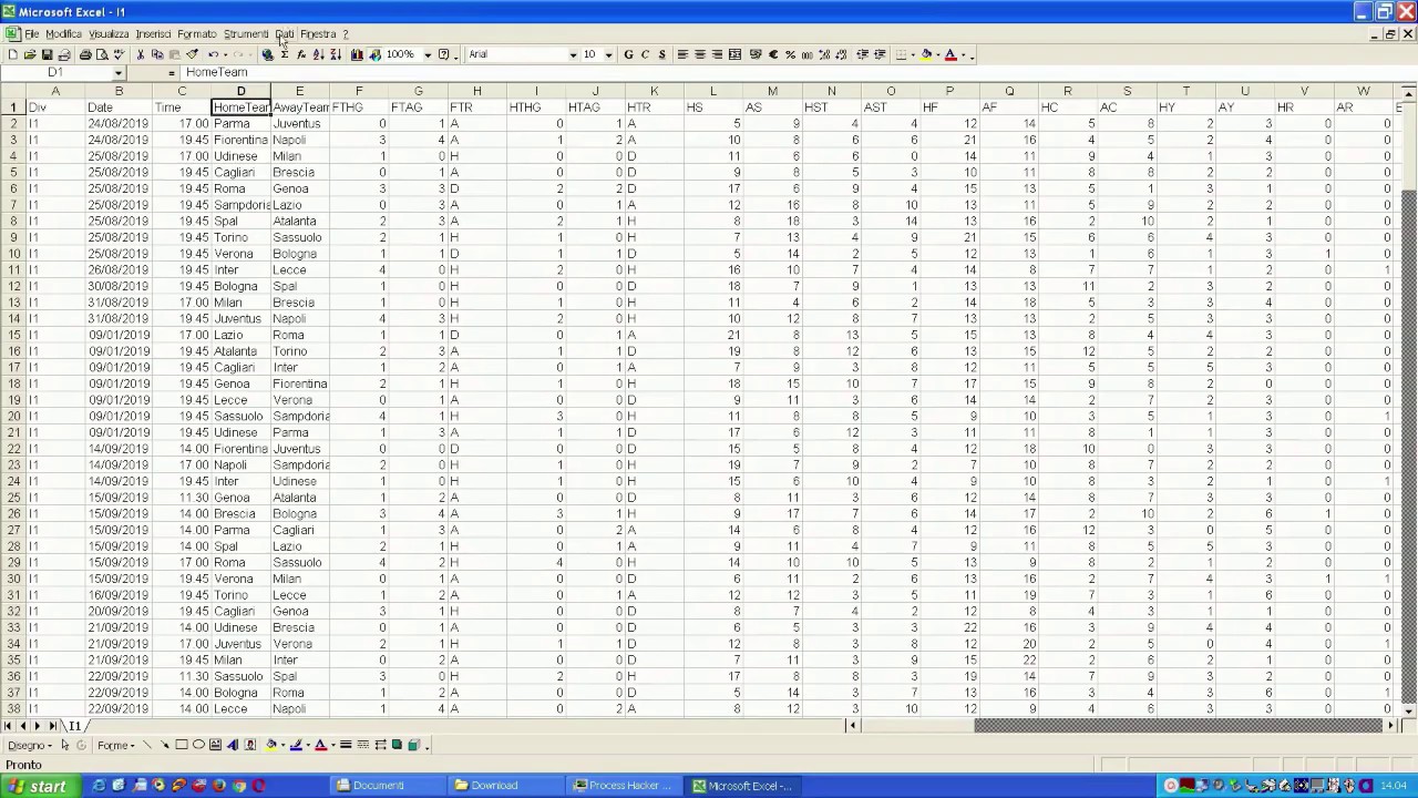 Creare statistiche di calcio avanzate con excel: tasso di conversione tiri in porta/goal