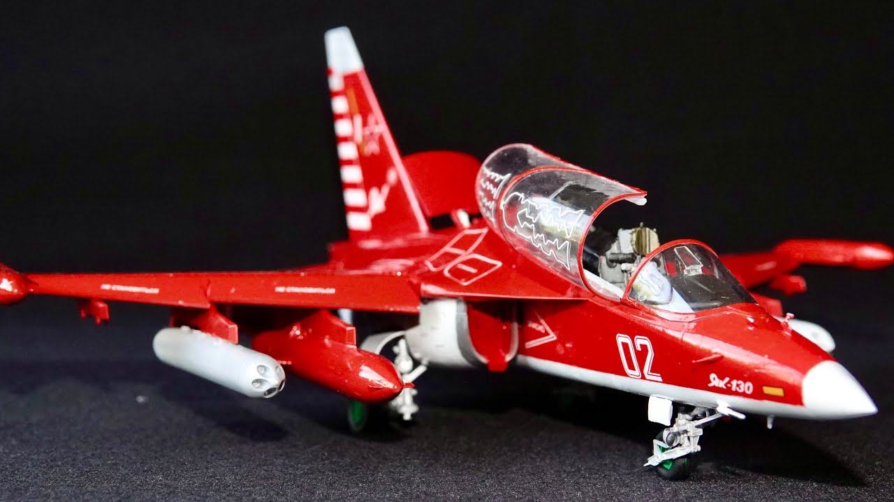 Zvezda 1/48 Yak-130 Begemot decals display aircraft. Built model kit