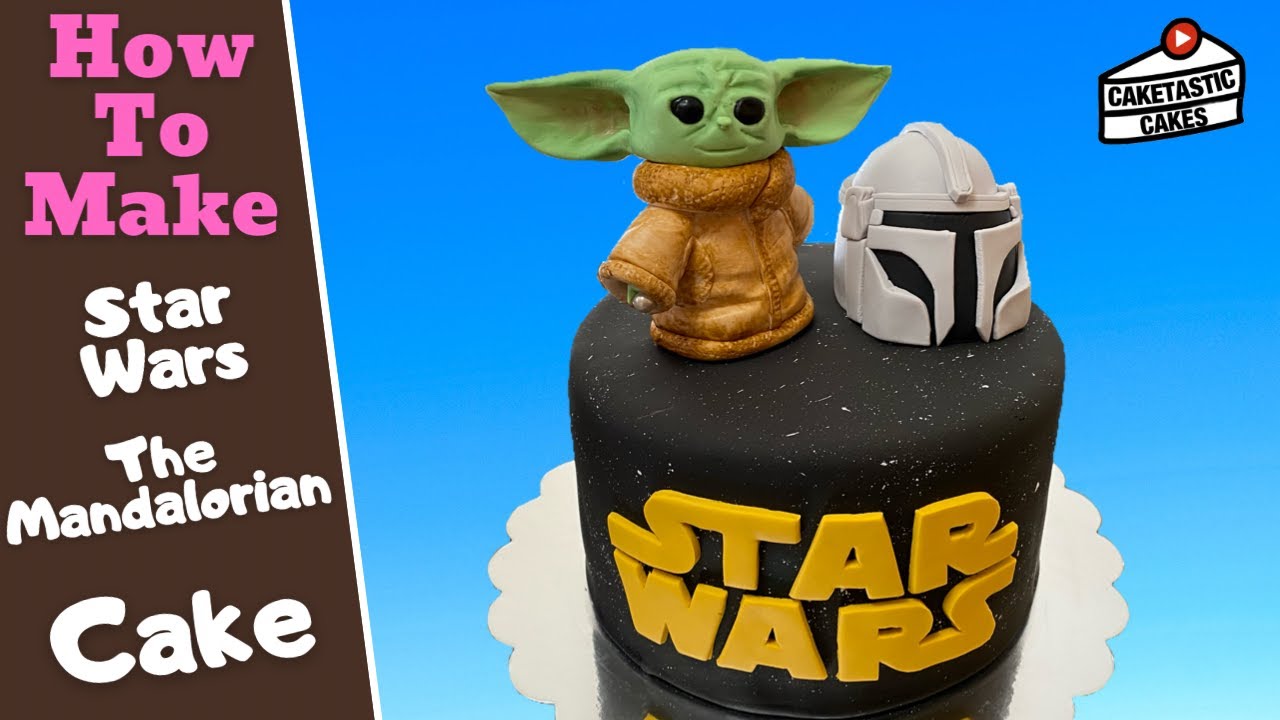 Star Wars The Mandalorian Cake Tutorial - Make a Mandalorian Helmet and Baby Yoda Cake Topper