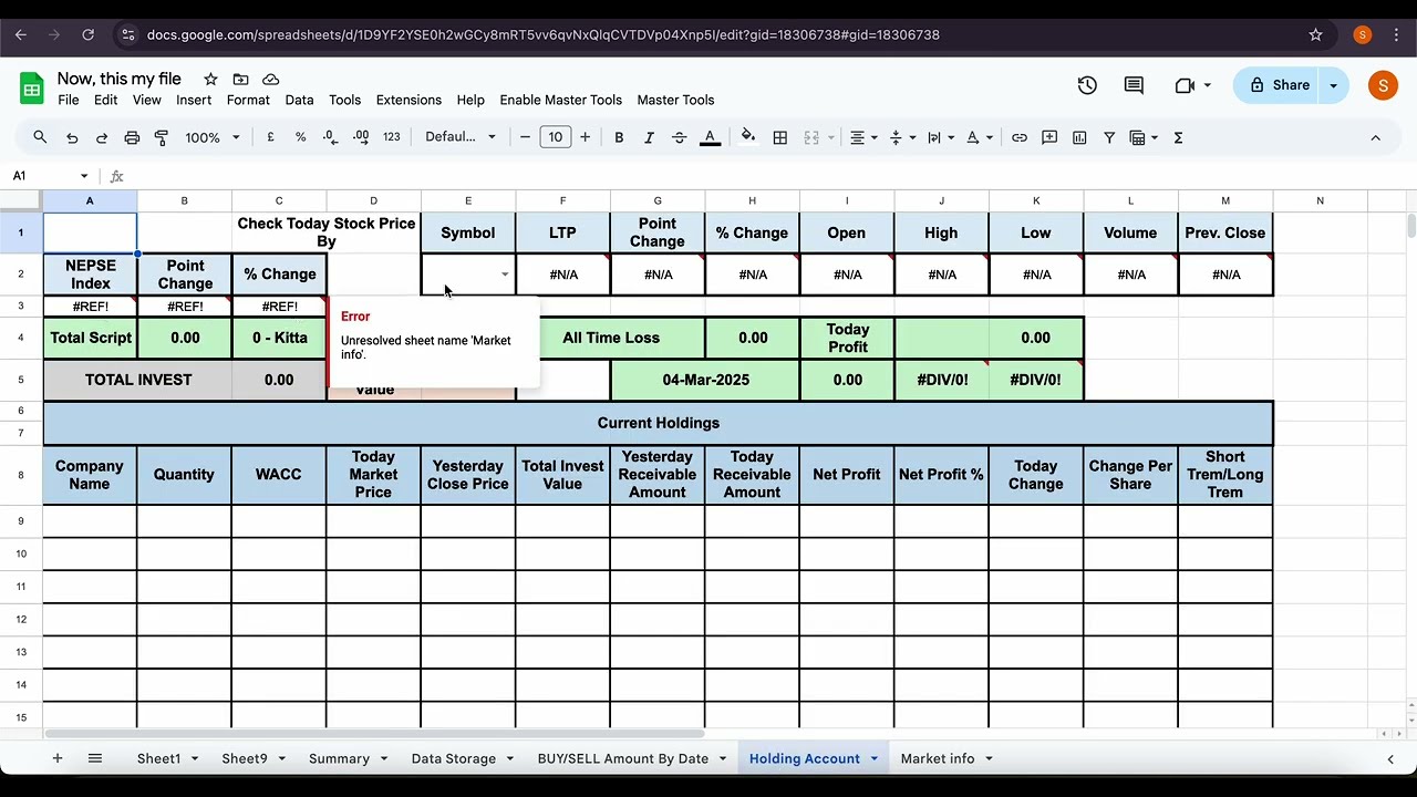 Nepse Stock Management in Google Sheet