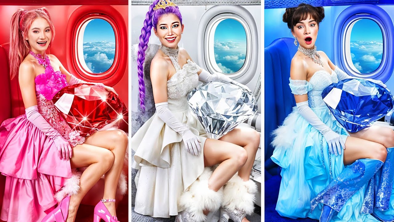 K-Pop Demon Hunters: Rubí vs Diamante vs Zafiro | Reto de Moda HUNTRIX en el Avión! BomBomBopESP
