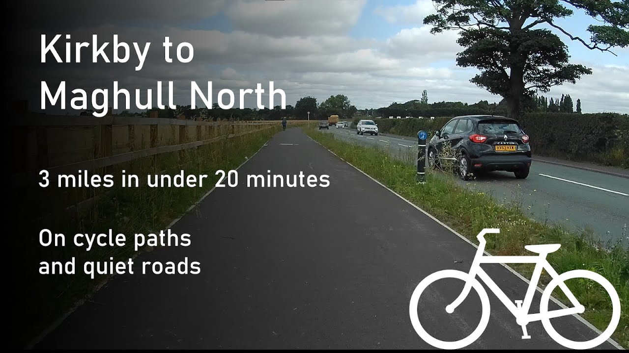 Cycling on a Brand New Bike Path from Kirkby to Maghull North Station