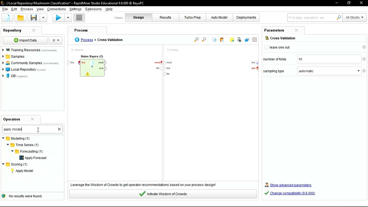 Tutorial Rapid Miner dengan Metode Naive Bayes (Data Set Mushroom Classification) - Kelompok 5