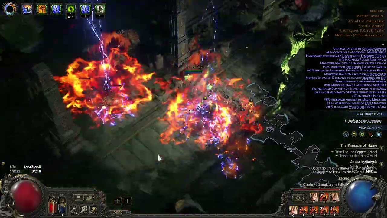 Poe 2 .4 Fate of the vaal league, Siege cascade tacitician, mapping show case, one button build