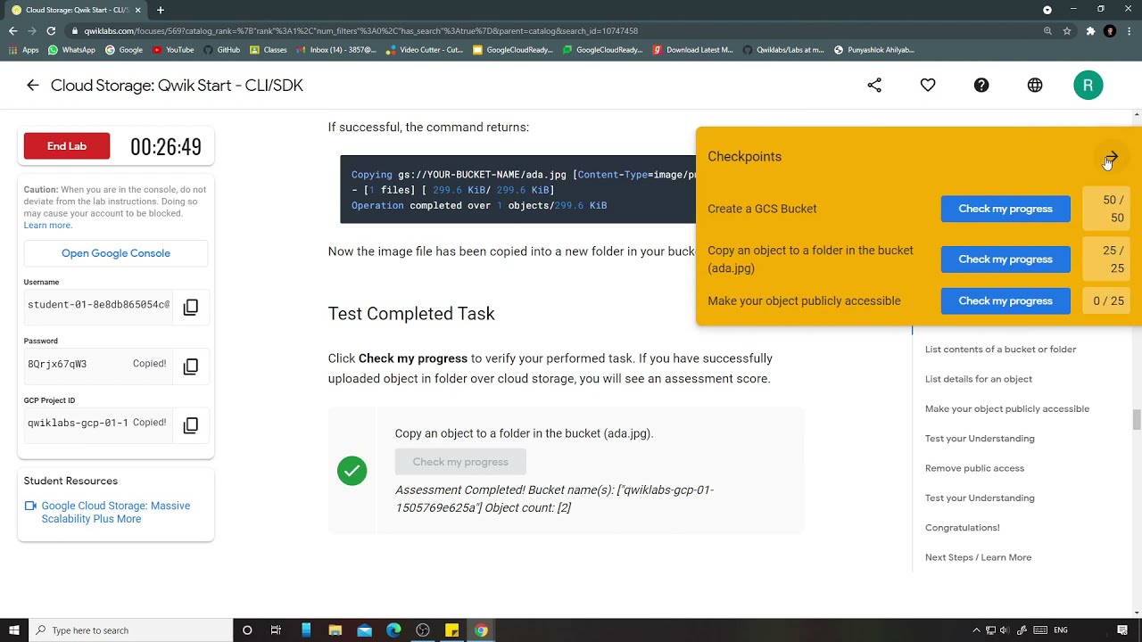 Cloud Storage: Qwik Start - CLI/SDK | Qwiklabs [GSP074]