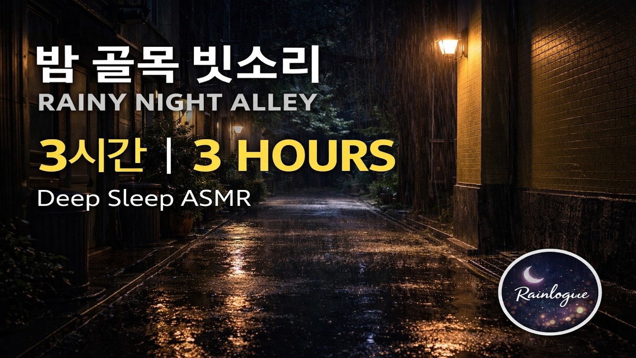 골목에 내리는 빗소리 3시간 🌧 수면 ASMR | Rainlogue