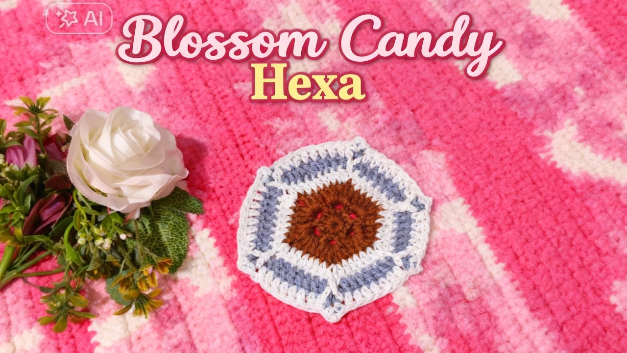 Motif rajut Hexa cantik 3 warna yang simpel & estetik! 🌸✨ Blossom candy Hexa