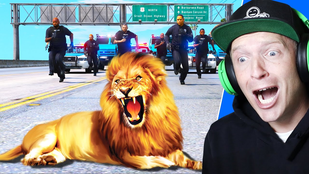 DANGEROUS LION Escapes from the Zoo in GTA 5!!