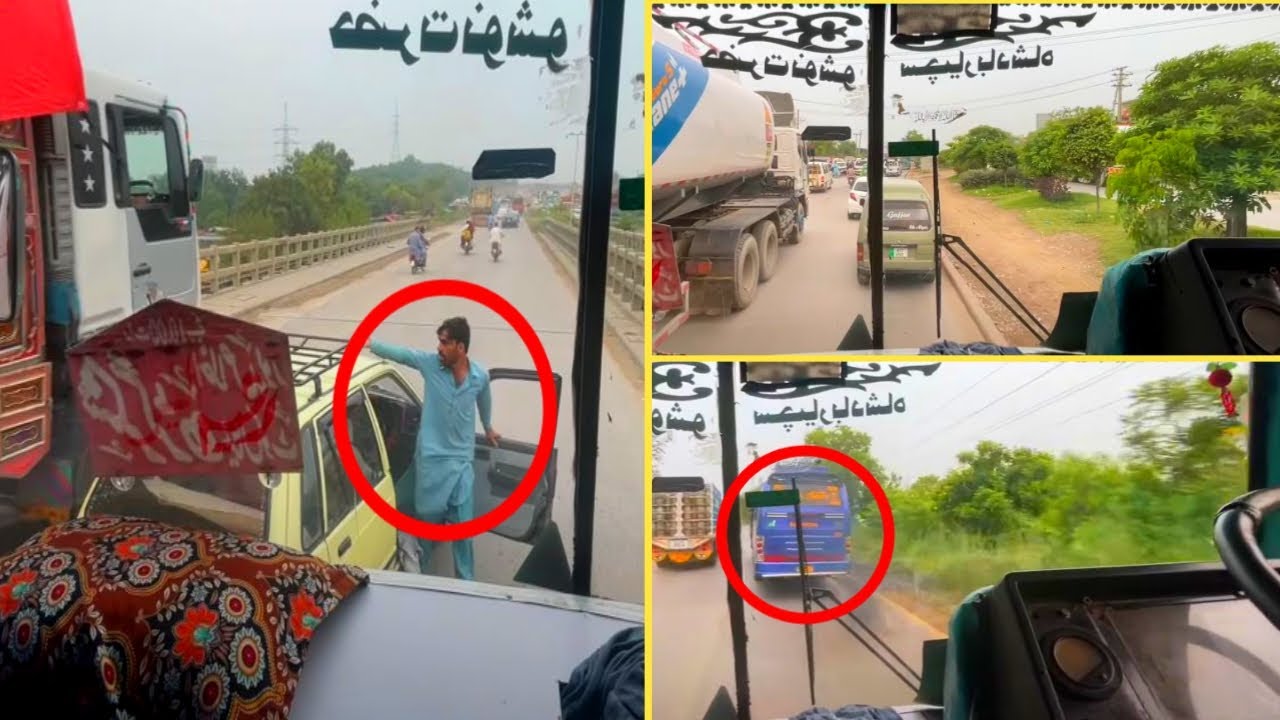 Crazy bus VS Traffic Dangerous Bus Driving Pakistan: Crazy Overtaking And Angry Drivers Compilation