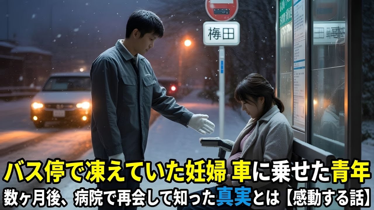 バス停で凍えていた妊婦を車に乗せた青年。数ヶ月後、病院で 再会して知った真実とは【感動する話】