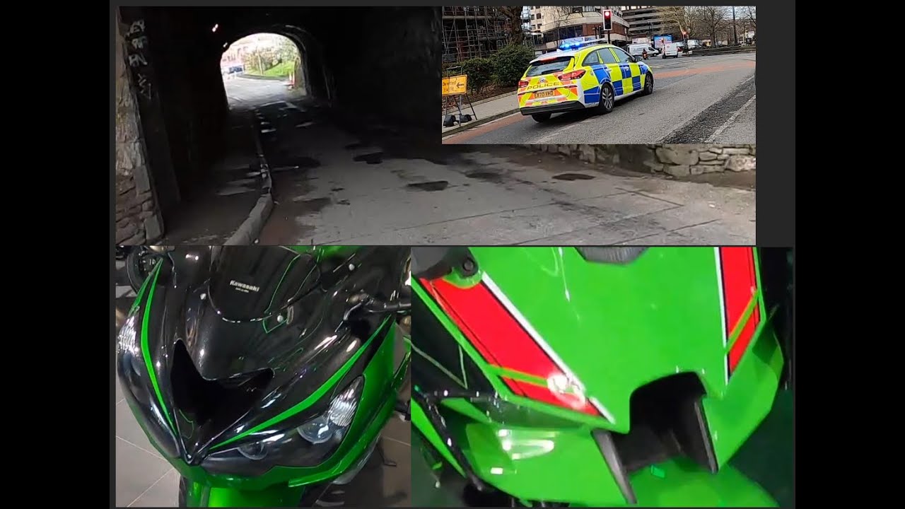 RIDING IN BRISTOL, LOUD TUNNELS, POLICE, FOWLERS KAWASAKI