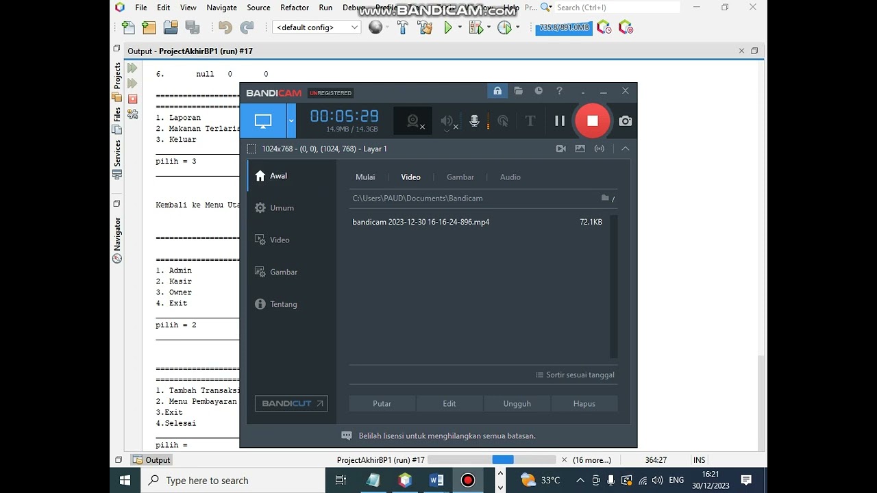 Demo Program Kasir Bahasa Pemrograman 1_Zaky Dextra Daufa_23082010075