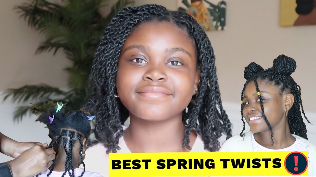Afro Spring Twists Under $7|Outre X-Pression| 4C/4B HAIR 😍| Styling my daughter's hair| 🎀