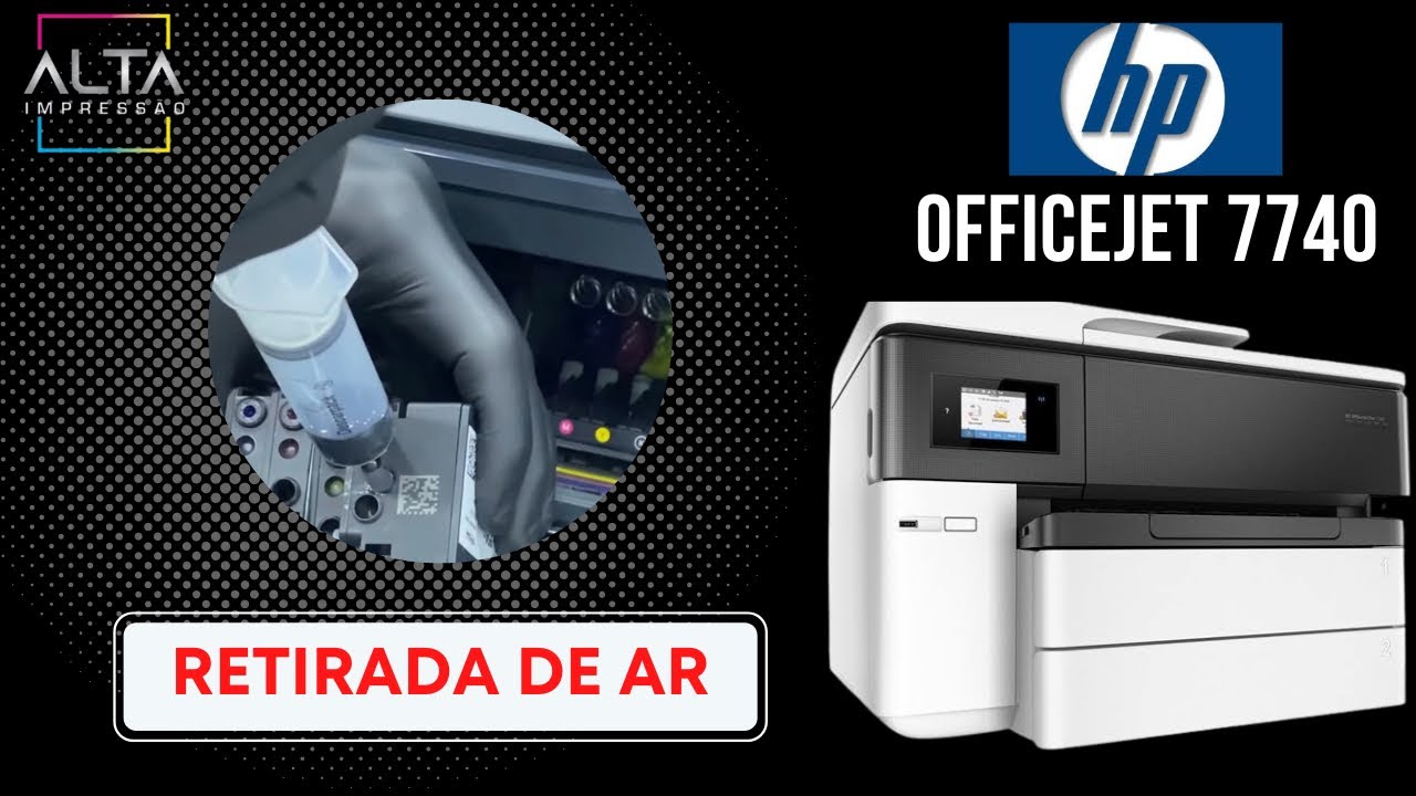 Retirada de ar dos cartuchos e abastecimento da cabeça de impressão HP 7720/7740