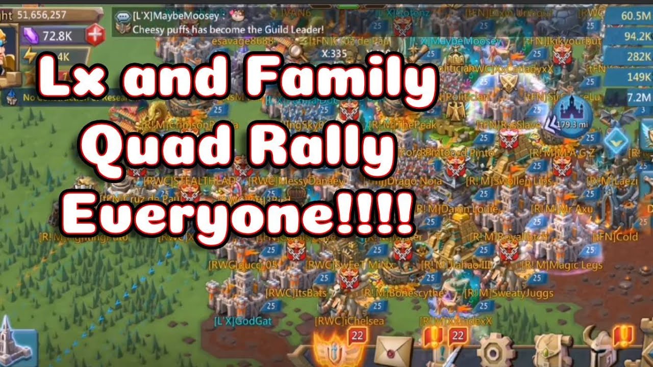 Quad rallies everywhere. L'x and katsiki family go ham. Lords mobile Quads!