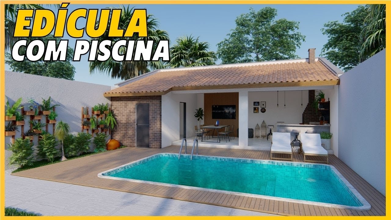 EDICULA PEQUENA COM PISCINA  | Área de churrasqueira |