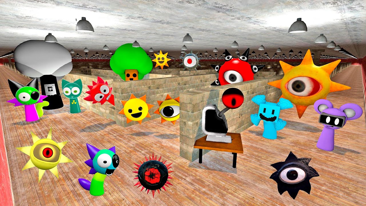 Underground big maze full of Sprunki Incredibox song phases in Garry's mod!