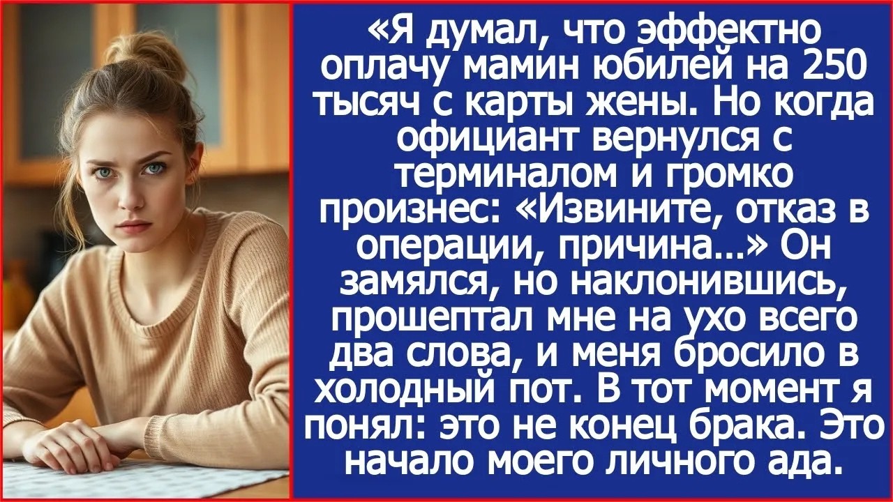 Я думал, что эффектно оплачу мамин юбилей на 250 тысяч с карты жены  Но когда официант