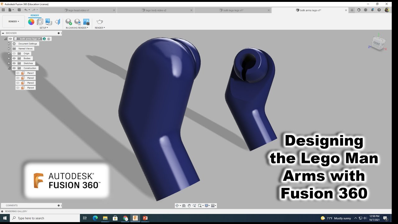 Designing the Lego Man Arms with Fusion 360
