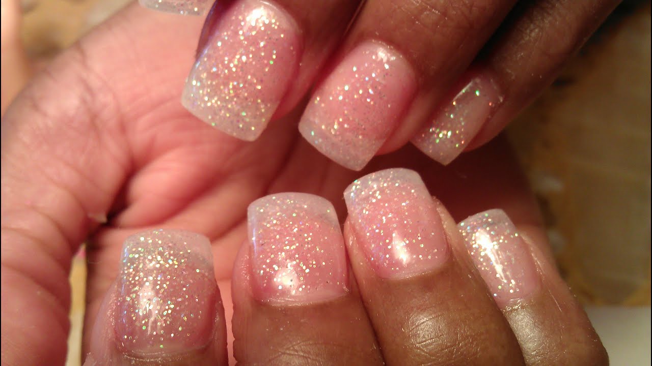 GLITTER ACRYLIC POWDER PRETTY NAIL TUTORIAL