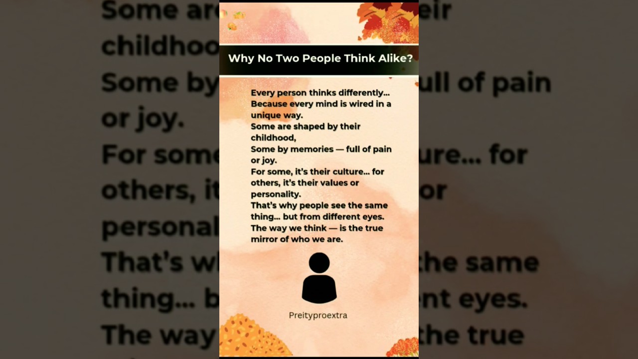 Why No Two People Think Alike? | Psychology Behind Human Thinking #PsychologyFacts #UniqueThinking