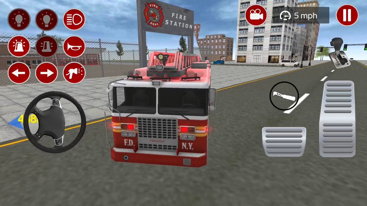 Truck Pemadam Kebakaran - Terjadi kebakaran Di Kota - Real Fire Truck Driving