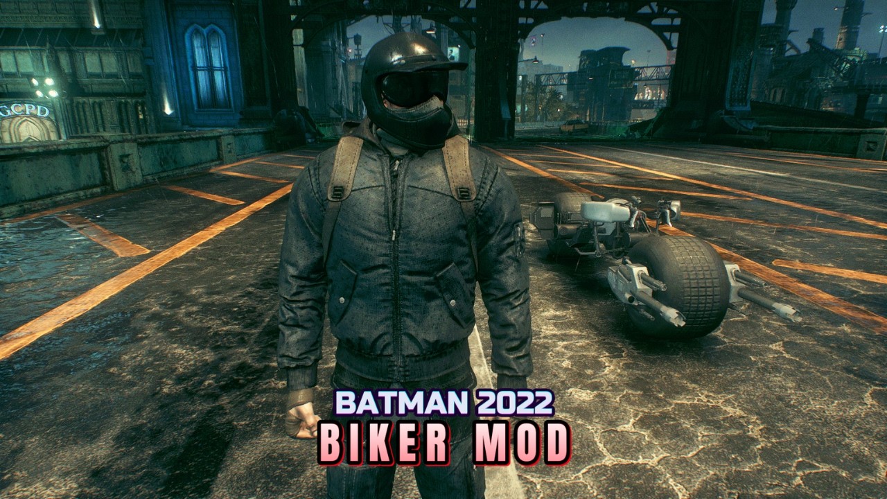 BATMAN 2022 Biker Suit Mod Gameplay in Arkham Knight