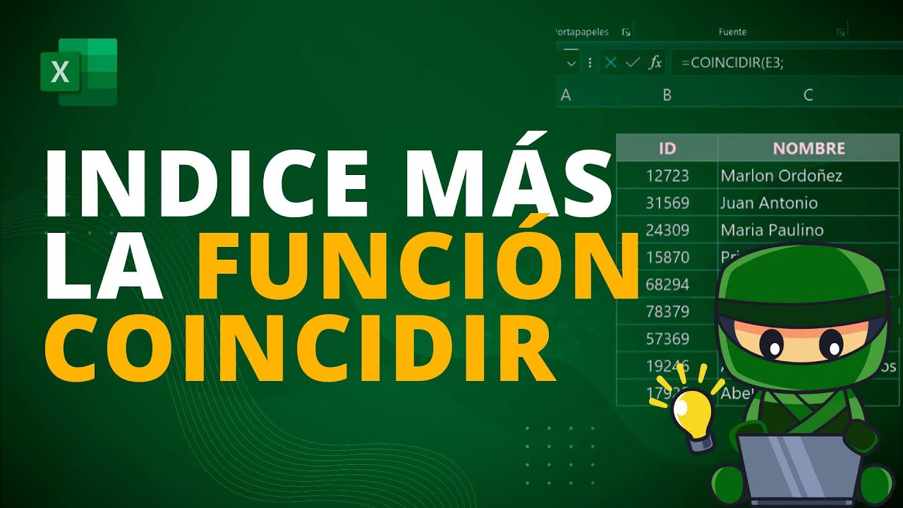 Función INDICE más la Función COINCIDIR en Excel