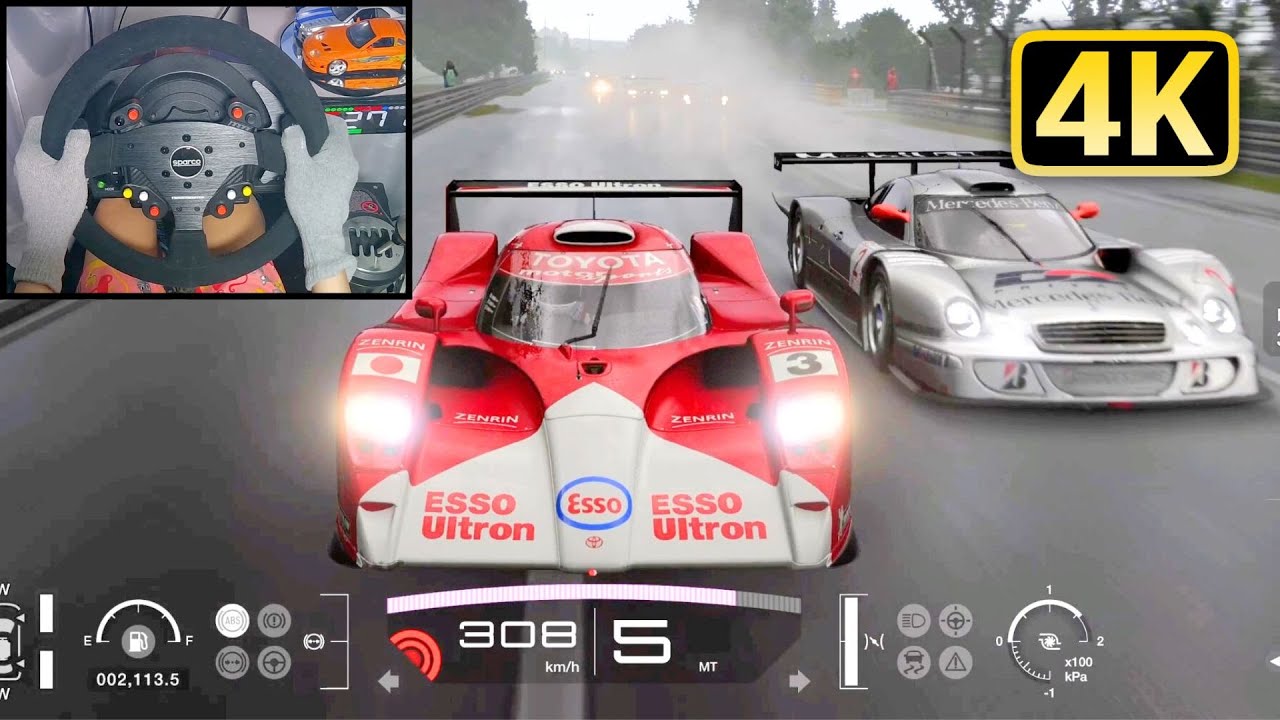 Toyota GT-One TS020 at Le Mans Dynamic Weather | Gran Turismo 7 Steering Wheel + Pedal Cam Gameplay