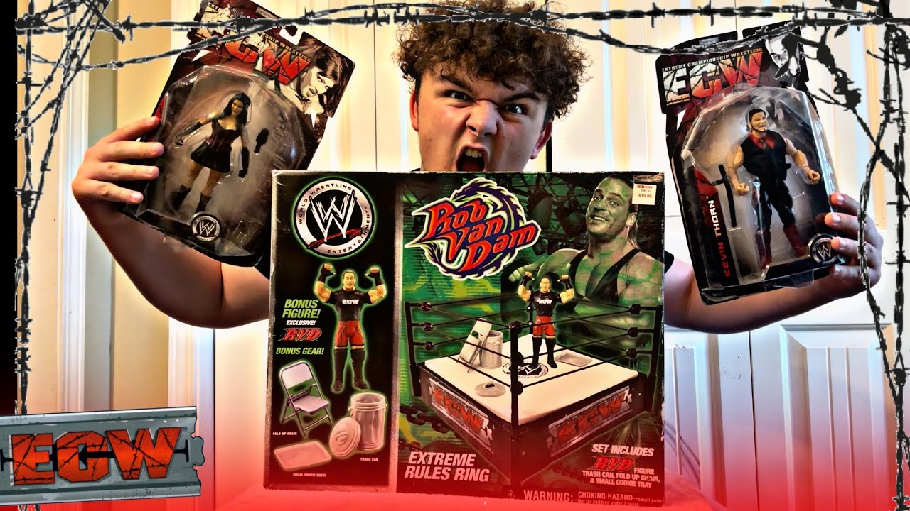 WWE Jakks Pacific Exclusive RVD Extreme Rules Ring Set Review Plus Jakks ECW Ariel And Kevin Thorn!