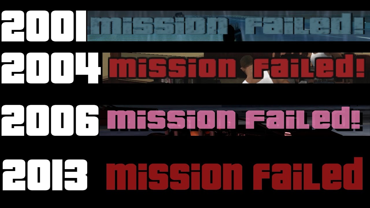 EVOLUTION OF MISSION FAILED IN GTA GAMES!| 2001-2013 | ALPHAX98