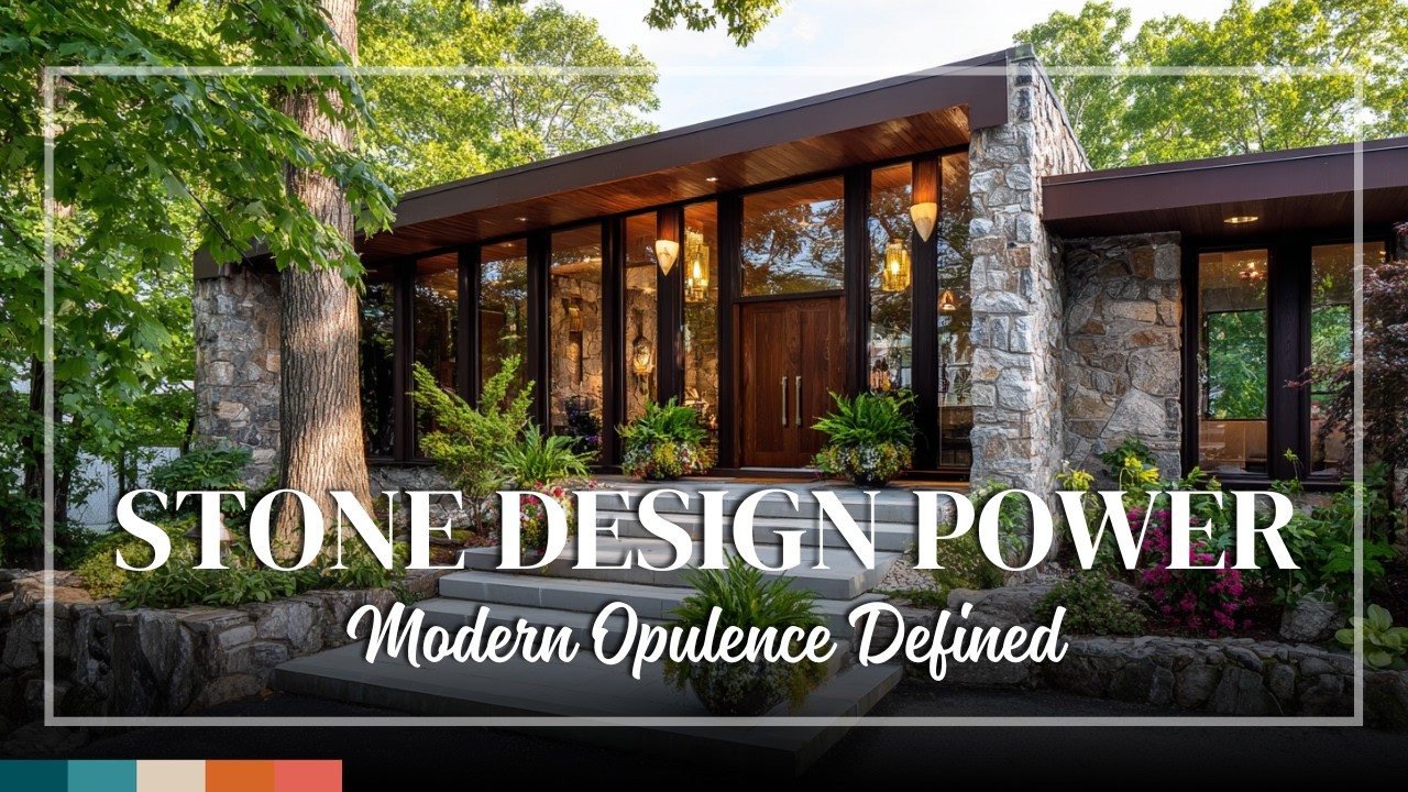 Mid Century Modern Homes with Stone Accents – Textural Contrast with Classic Opulence