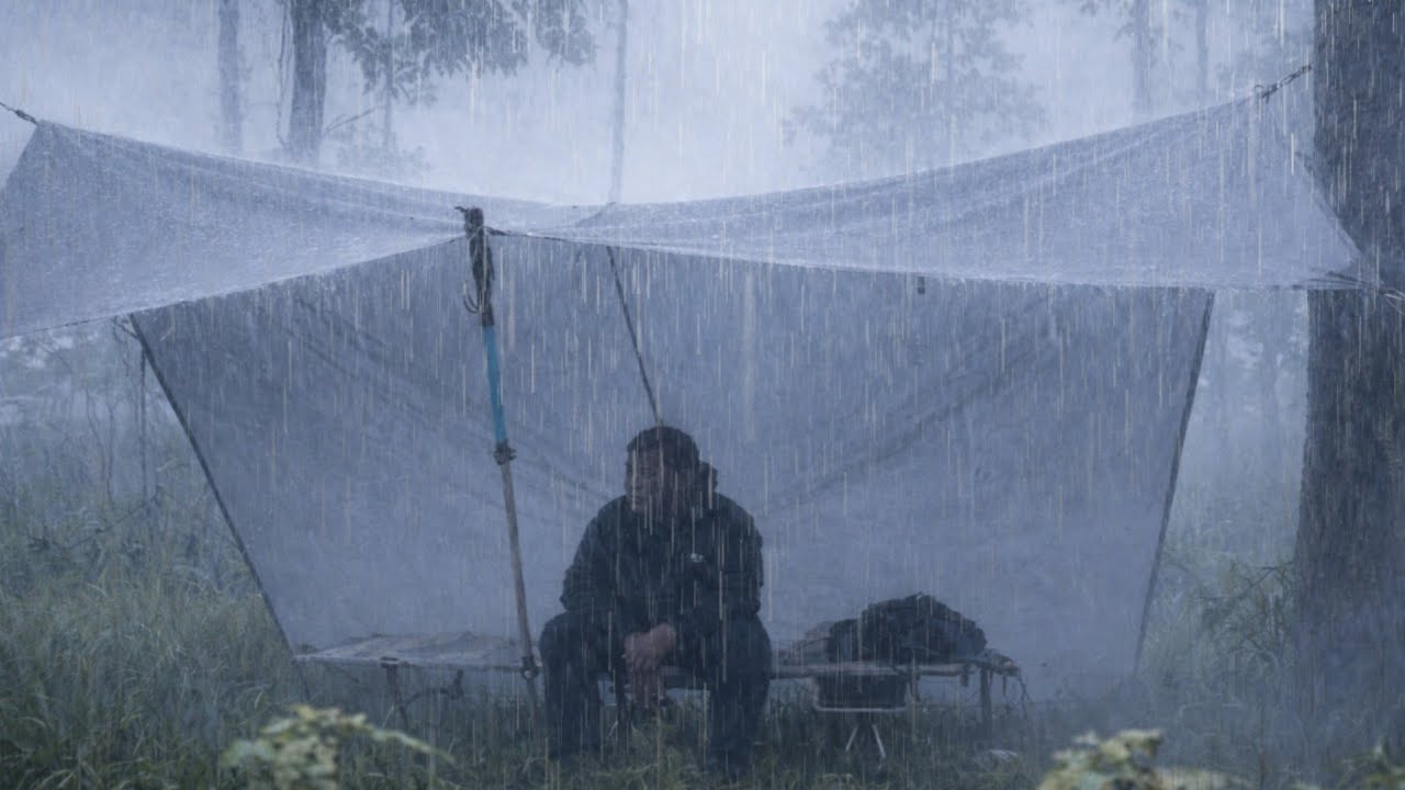 THE WORST rain and lightning‼️solo camping in heavy rain with tarptent