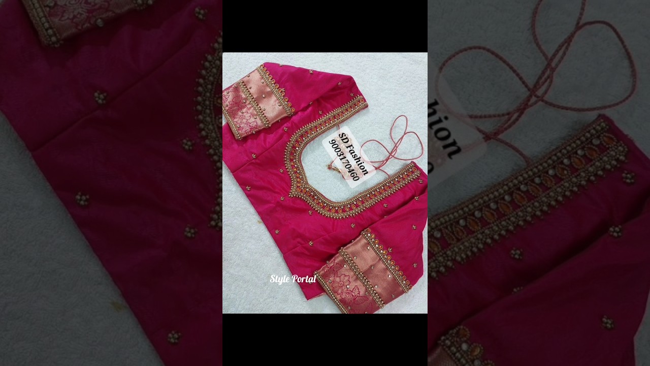 Pink Edition💖 Simple Bridal Blouse Designs #pink #silk #saree #blouse #aari #embroidery #work #bride