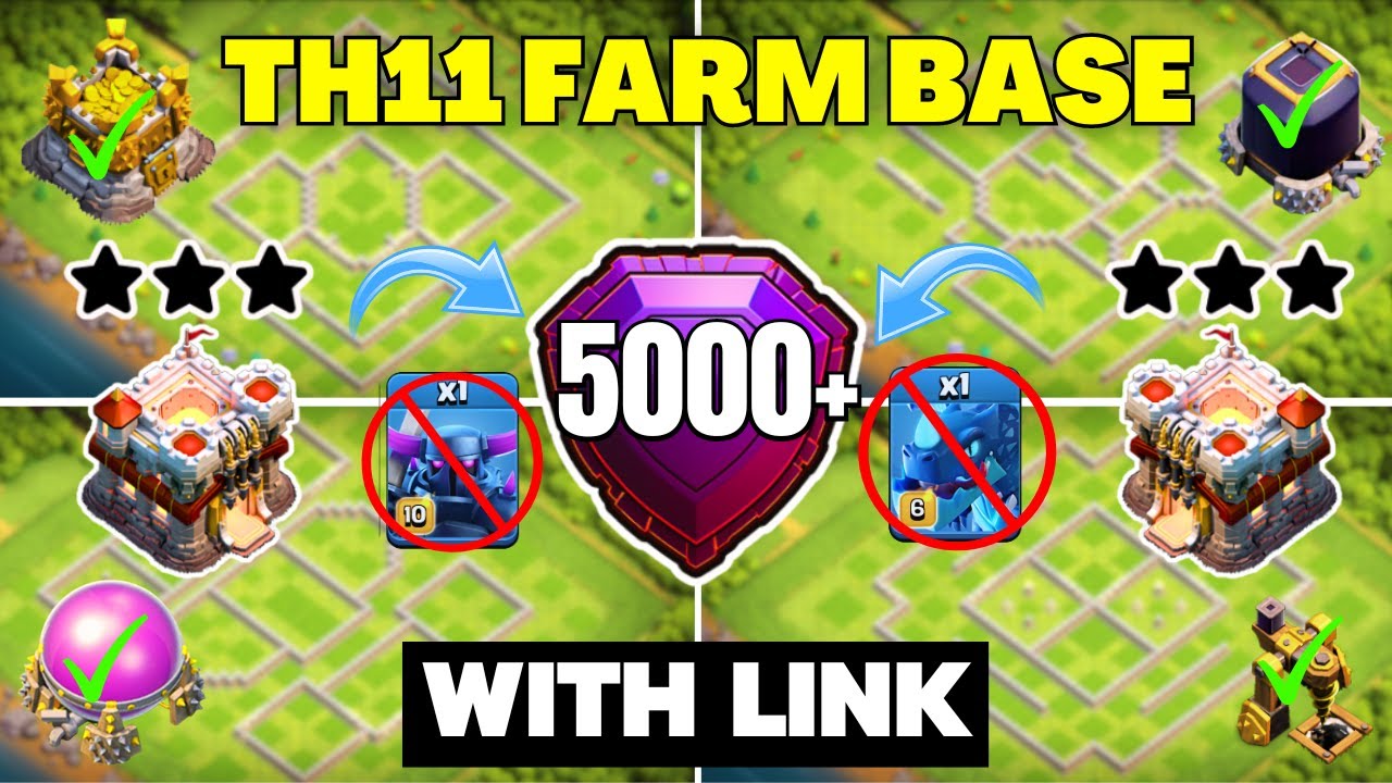 Th11 Top 20 Best Farming Bases With Links || Th11 Farming And Pushing Bases With Copy Link || 2024