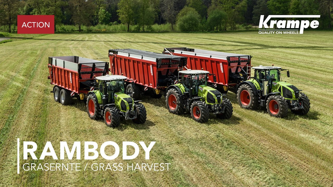 Grasernte mit Krampe RamBody und Claas