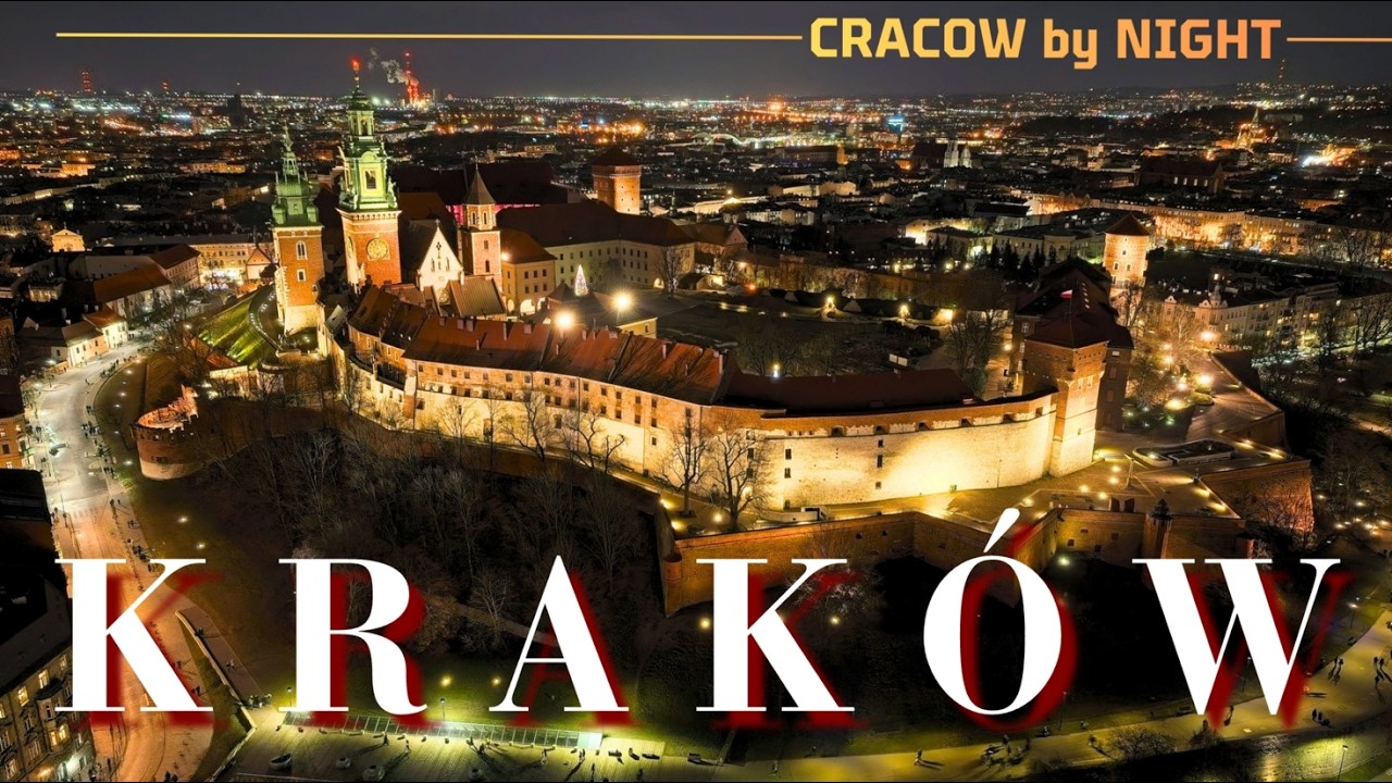 Cracow by Night | Aerial Drone Tour of Wawel Castle & Old Town | Poland