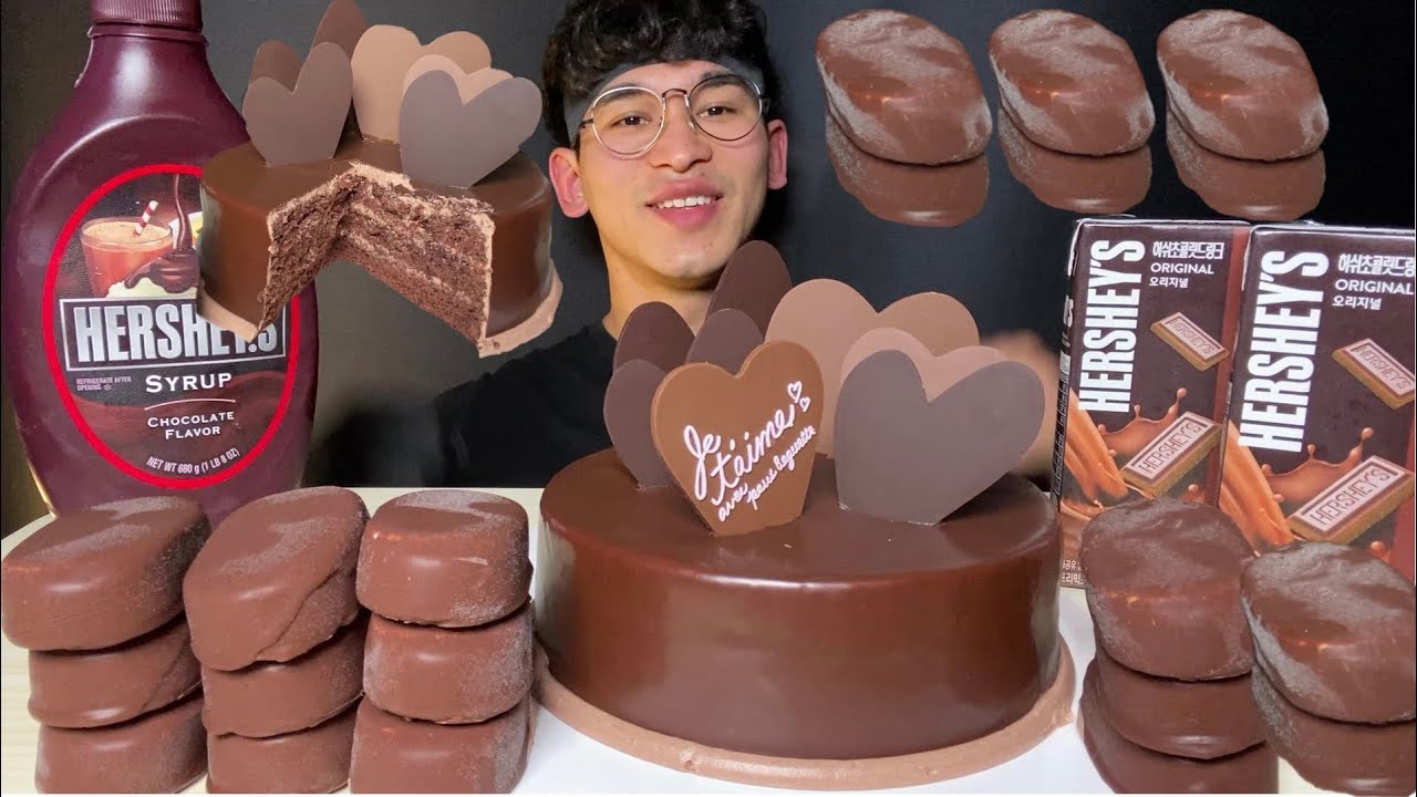 ASMR CHOCOLATE CAKE TICO ICE CREAM DESSERT MUKBANG 초코케이크 티코 아이스크림 허쉬 우유 초콜릿 먹방 BARIS BAGUETTE CAKE❤️