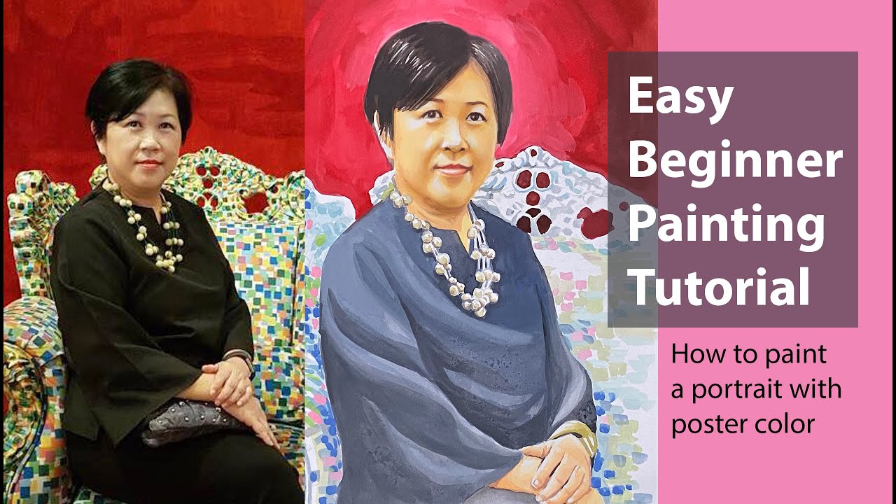 Easy Beginner Painting Tutorial. How to Paint a Portrait with poster color