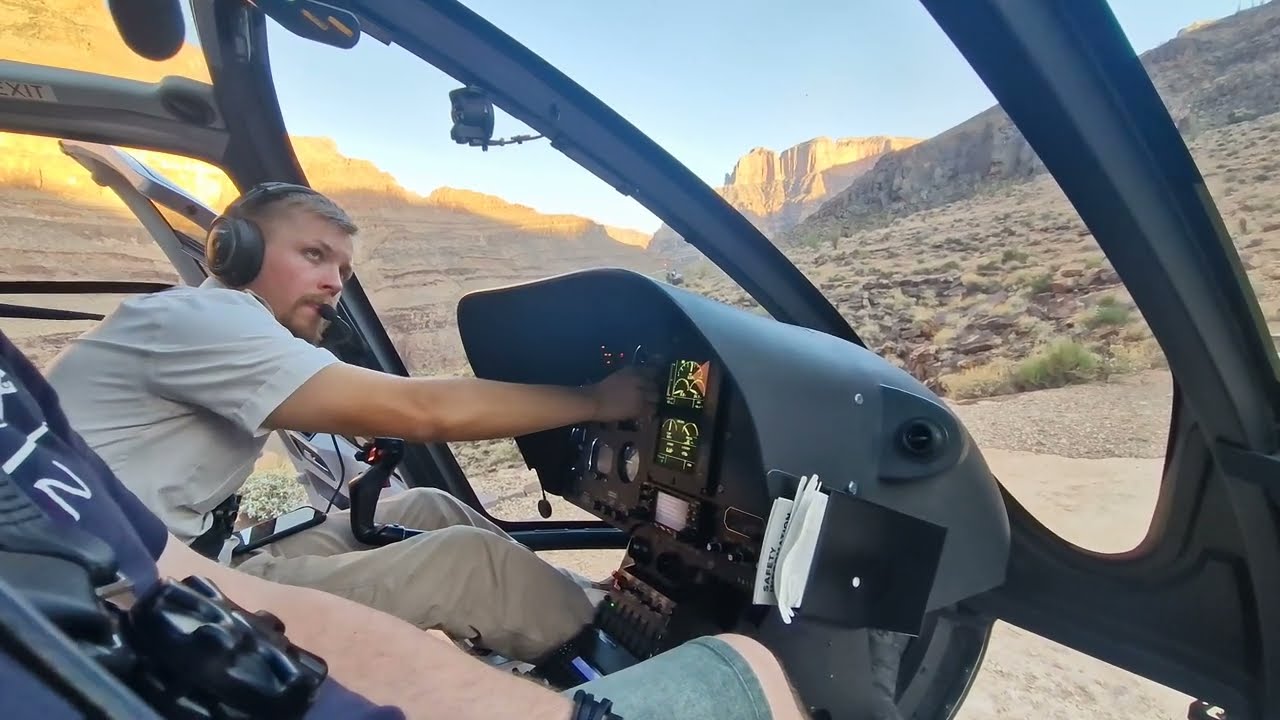 Las Vegas Grand Canyon Maverick Helicopter Tour 4K EC130 H130 Startup and takeoff