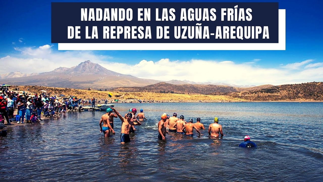 Nadando en las aguas frías la represa de Uzuña - Arequipa