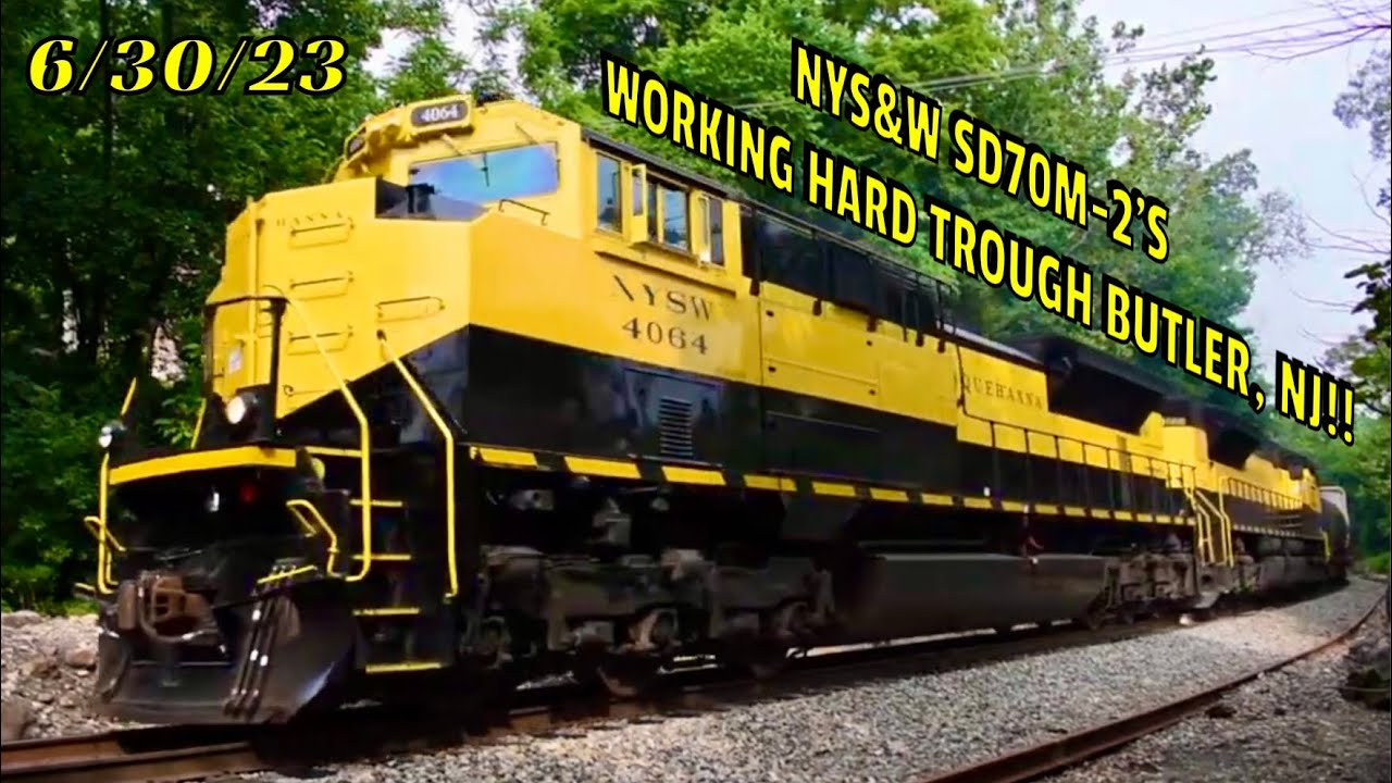 NYS&W SD70M-2&rsquo;s Working Hard Through Butler, NJ!! 6/30/23