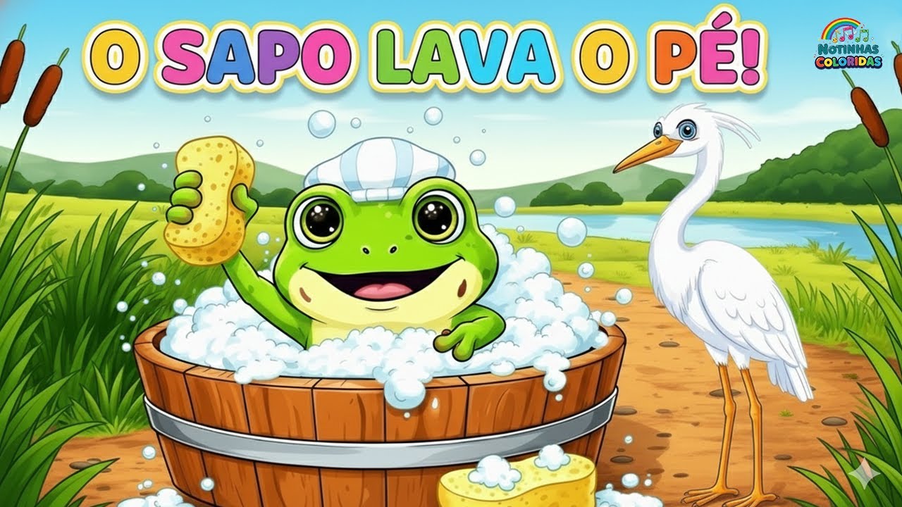 O Sapo Lava o P&eacute;! - M&uacute;sica Infantil Educativa | Aprenda Higiene Cantando | Notinhas Coloridas